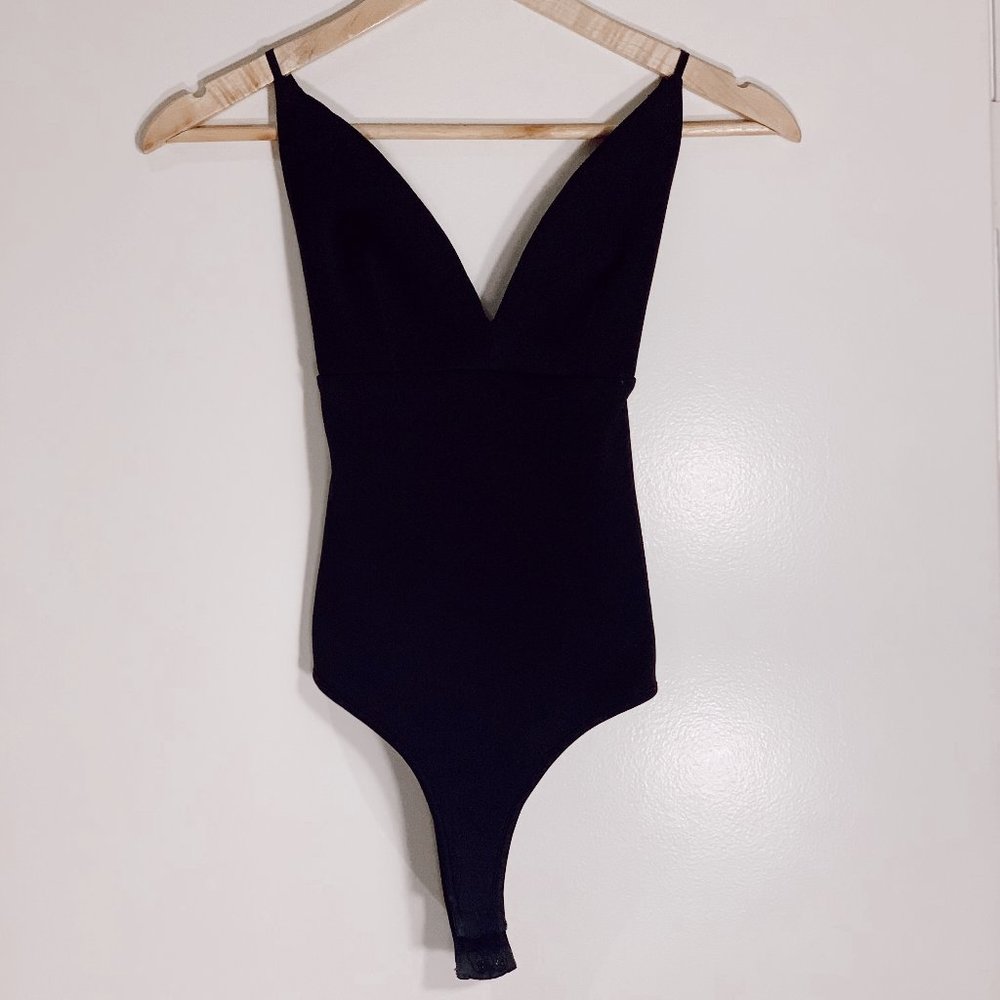 Plunge black bodysuit